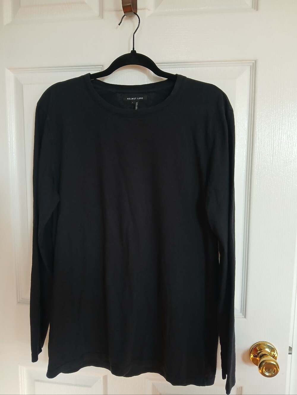 Helmut Lang Black Long-Sleeve Crew Tee Basic Closet Staple Casual 100% Cotton